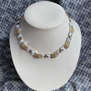 VTG 1950s White Thermoset Panel Choker Necklace Adj up to 16.5"
